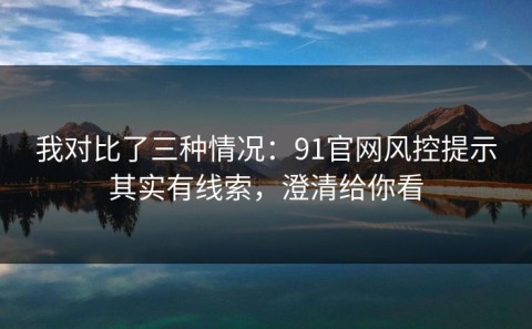 我对比了三种情况：91官网风控提示其实有线索，澄清给你看