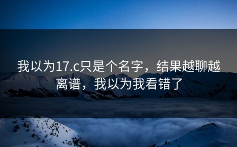我以为17.c只是个名字，结果越聊越离谱，我以为我看错了