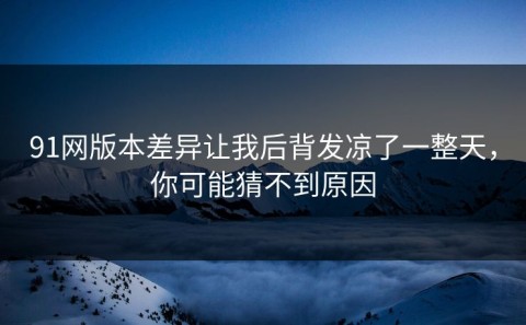 91网版本差异让我后背发凉了一整天，你可能猜不到原因