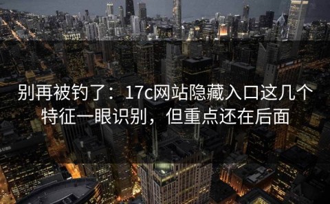 别再被钓了：17c网站隐藏入口这几个特征一眼识别，但重点还在后面