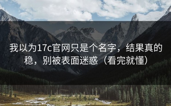 我以为17c官网只是个名字，结果真的稳，别被表面迷惑（看完就懂）
