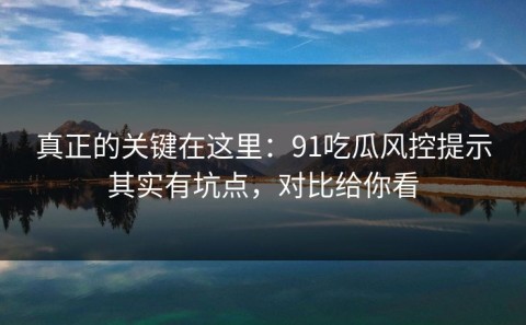 真正的关键在这里：91吃瓜风控提示其实有坑点，对比给你看