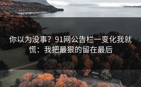 你以为没事？91网公告栏一变化我就慌：我把最狠的留在最后