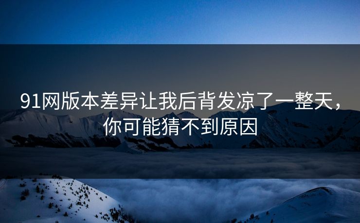 91网版本差异让我后背发凉了一整天，你可能猜不到原因
