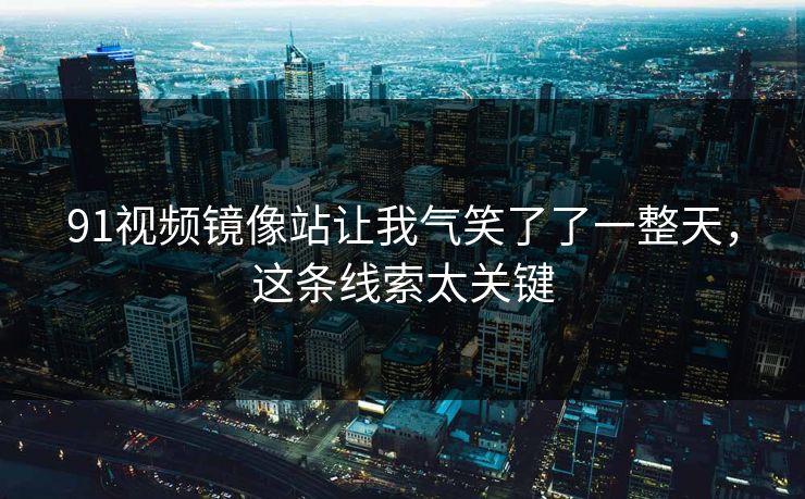 91视频镜像站让我气笑了了一整天，这条线索太关键