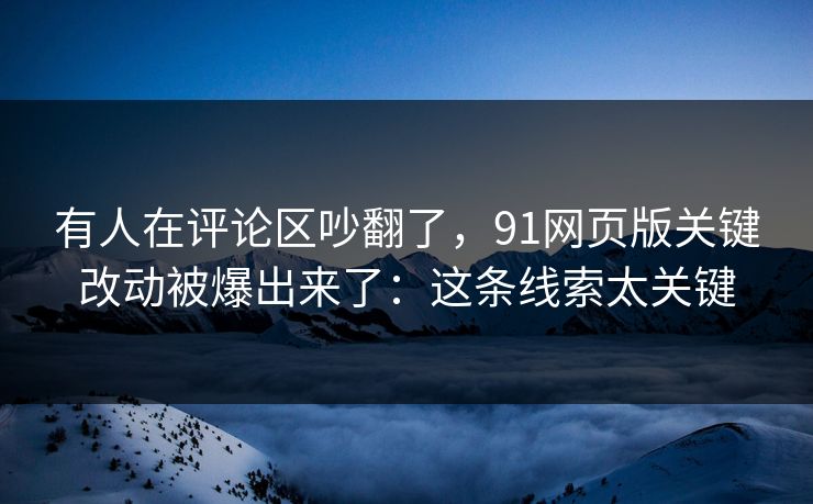 有人在评论区吵翻了，91网页版关键改动被爆出来了：这条线索太关键