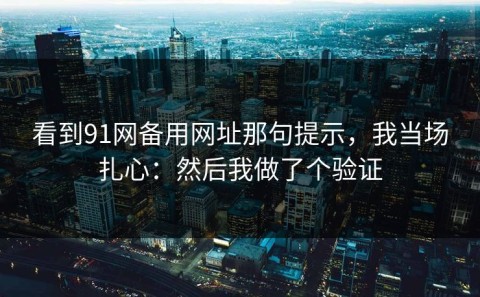看到91网备用网址那句提示，我当场扎心：然后我做了个验证
