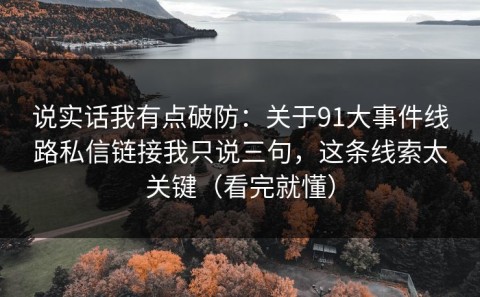说实话我有点破防：关于91大事件线路私信链接我只说三句，这条线索太关键（看完就懂）