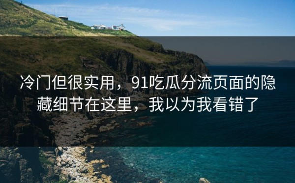 冷门但很实用，91吃瓜分流页面的隐藏细节在这里，我以为我看错了