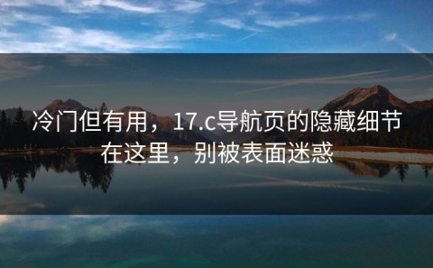 冷门但有用，17.c导航页的隐藏细节在这里，别被表面迷惑