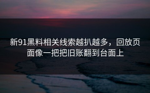 新91黑料相关线索越扒越多，回放页面像一把把旧账翻到台面上
