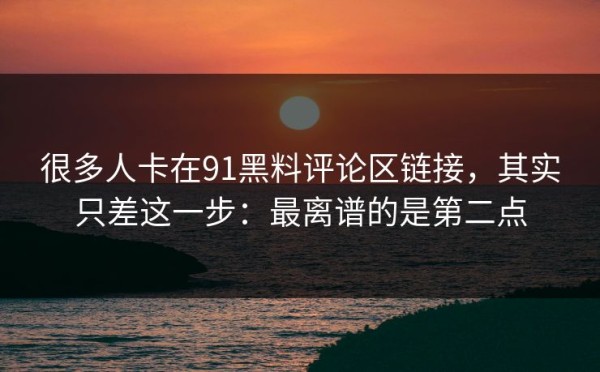 很多人卡在91黑料评论区链接，其实只差这一步：最离谱的是第二点