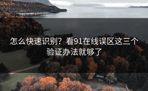 怎么快速识别？看91在线误区这三个验证办法就够了