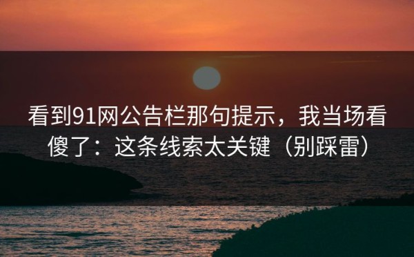 看到91网公告栏那句提示，我当场看傻了：这条线索太关键（别踩雷）