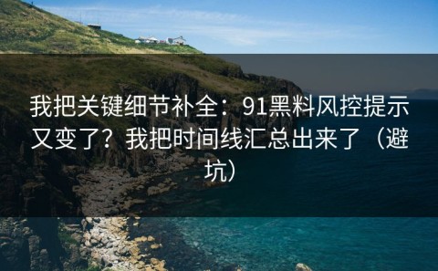我把关键细节补全：91黑料风控提示又变了？我把时间线汇总出来了（避坑）