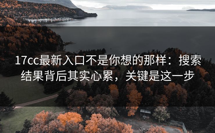 17cc最新入口不是你想的那样：搜索结果背后其实心累，关键是这一步