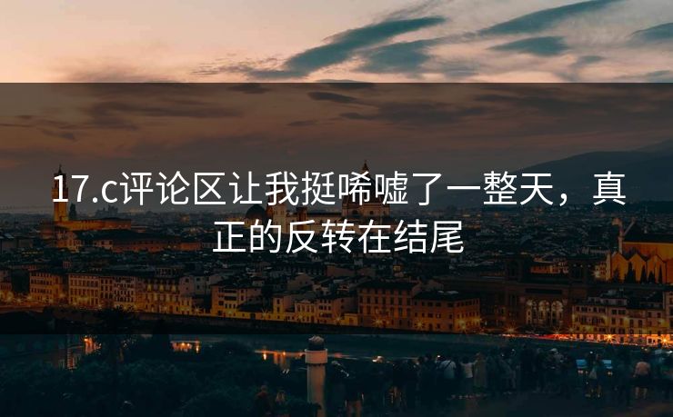 17.c评论区让我挺唏嘘了一整天，真正的反转在结尾