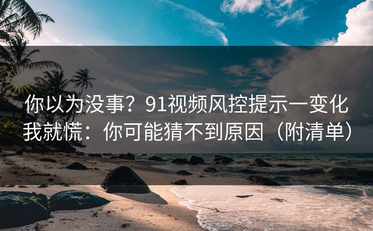 你以为没事？91视频风控提示一变化我就慌：你可能猜不到原因（附清单）