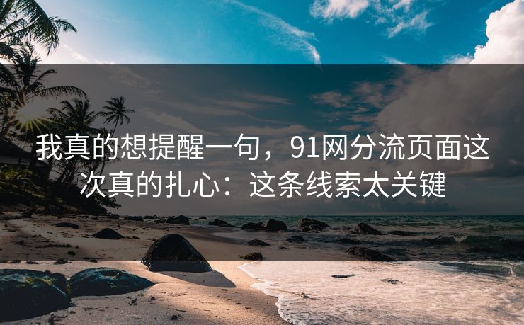 我真的想提醒一句,91网分流页面这次真的扎心:这条线索太关键 我真的想提醒一句,91网分流页面这次真的扎心:这条线索太关键
